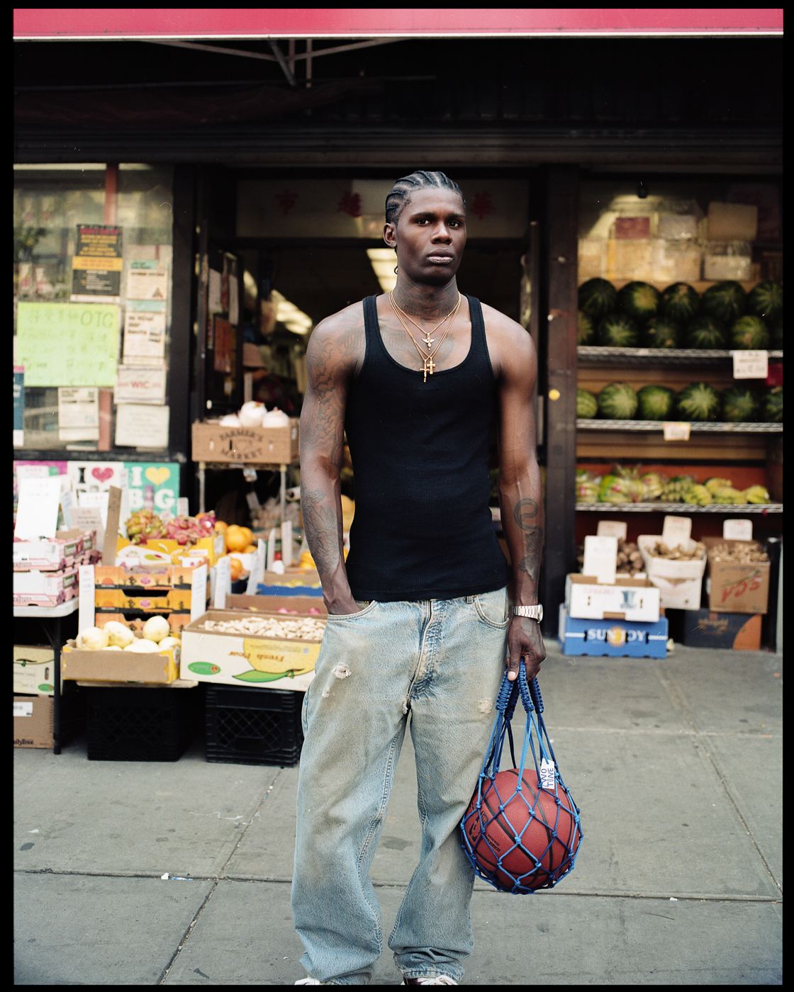 Bag carried outside a corner deli