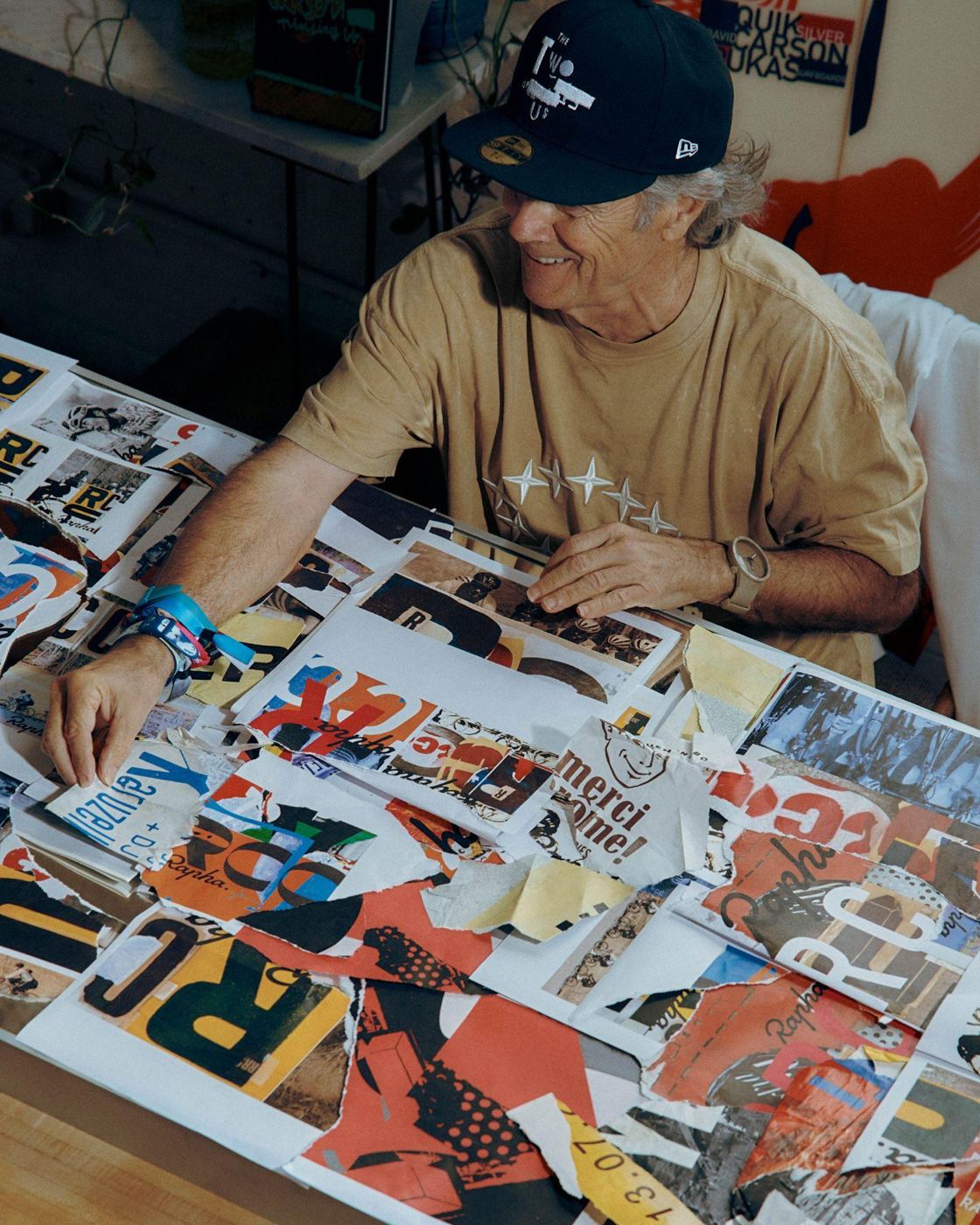 David Carson working on collage
