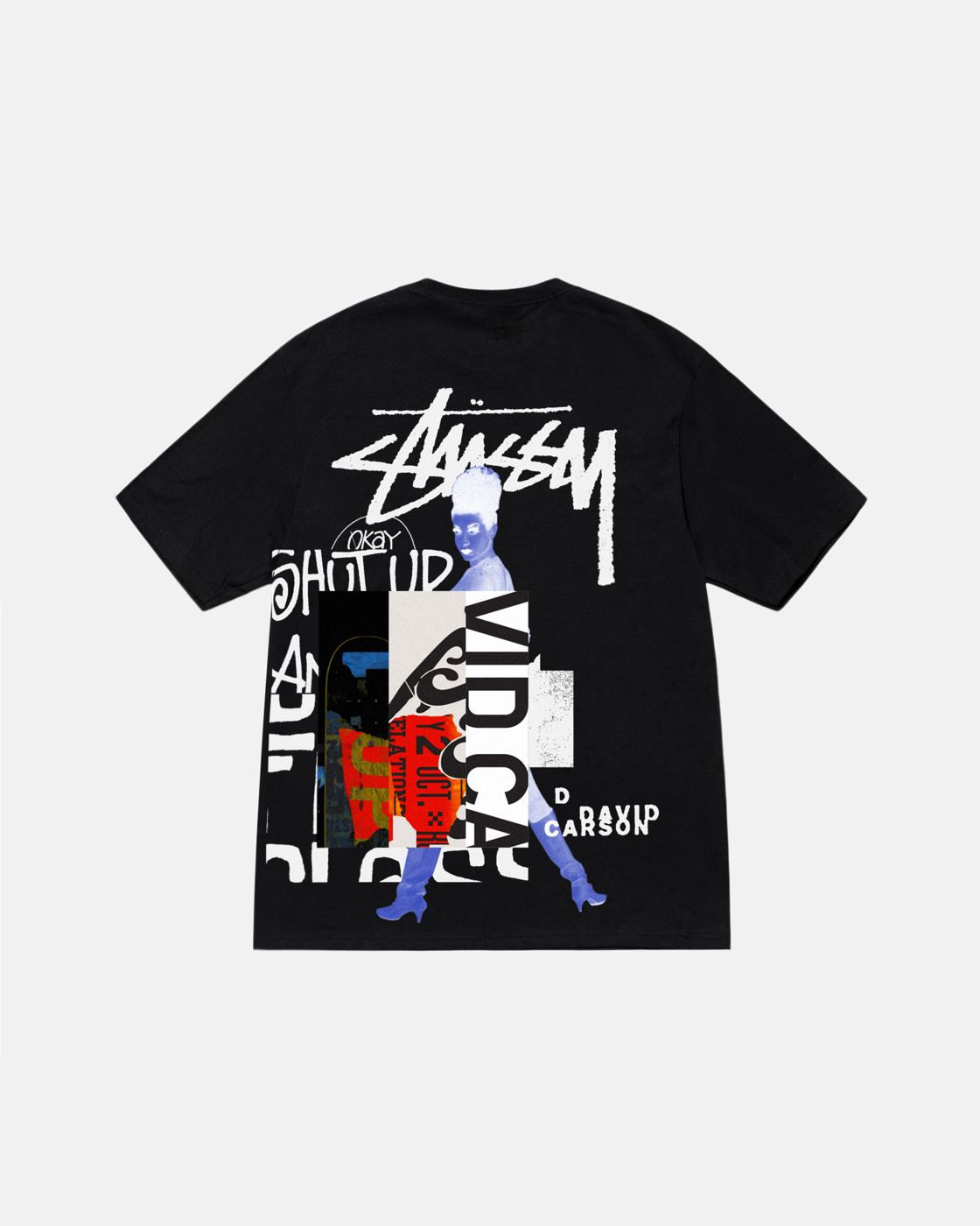 Black tee, back collage print