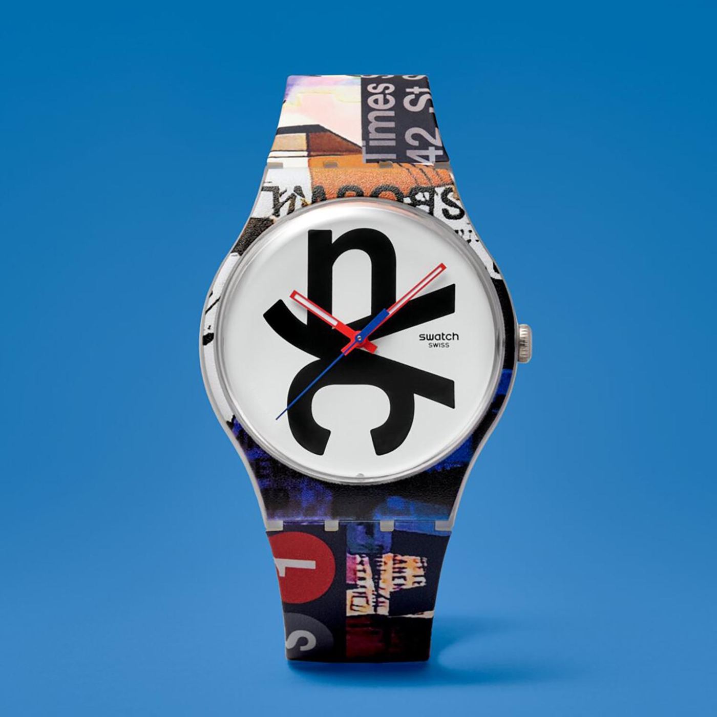 The NYC watch on blue